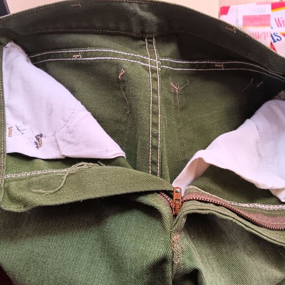 24x27 Boys Vintage Leafy Green Denim Jeans 1970's Flare Distress Hippy Shaggy - Picture 8 of 8